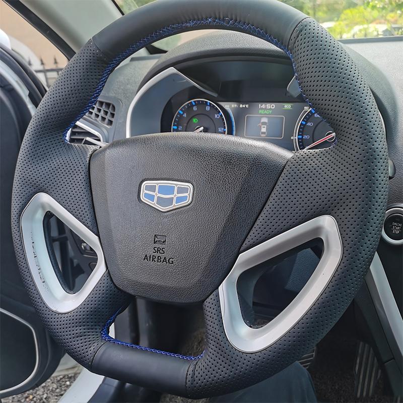 Натуральная кожаная оплетка руля для Geely Emgrand 14-16, Новый Emgrand EV, Полная оплетка, Ручная работа