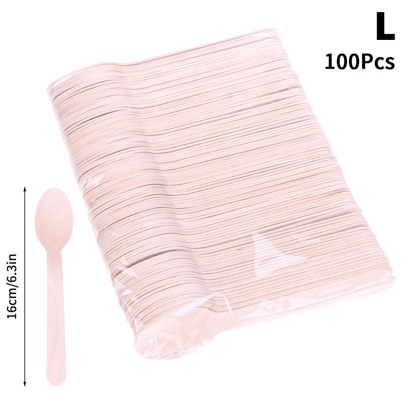100 шт. Одноразовые деревянные столовые приборы Вилки/Ложки/Ножи Нож Принадлежности для вечеринок Кухонная утварь Десертная посуда Набор для упаковки