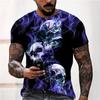 Summer Men's Fashion Casual O Neck Vintage T Shirt Clothing 3d Horror Skull Print T Shirt Harajuku Oversized Short Sleeve Top