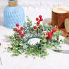 25cm Candle Holder Wreath Red Fruit Eucalyptus Leaves Wreath Candlestick Wreath  Christmas