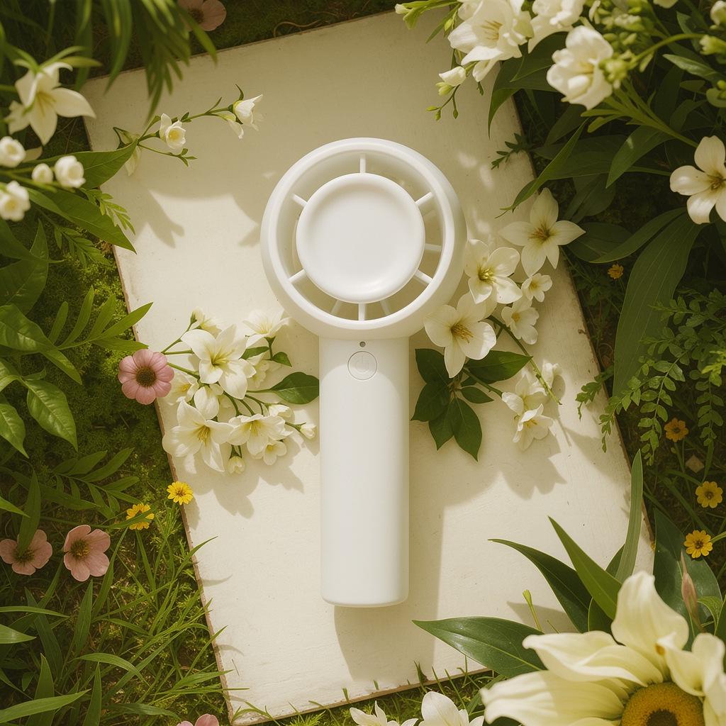 Portable Cartoon Fan: USB Rechargeable Silent Mini Fan with Phone Holder & Strong Wind Power