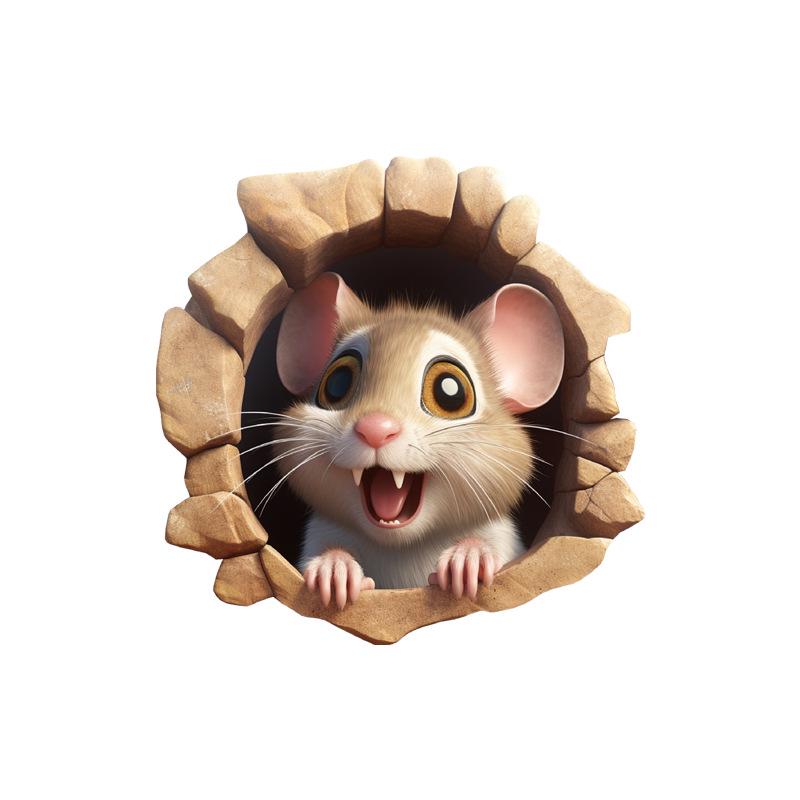 3D Cartoon Mouse & Cat Removable PVC Wall Sticker for Children's Room Decoration
