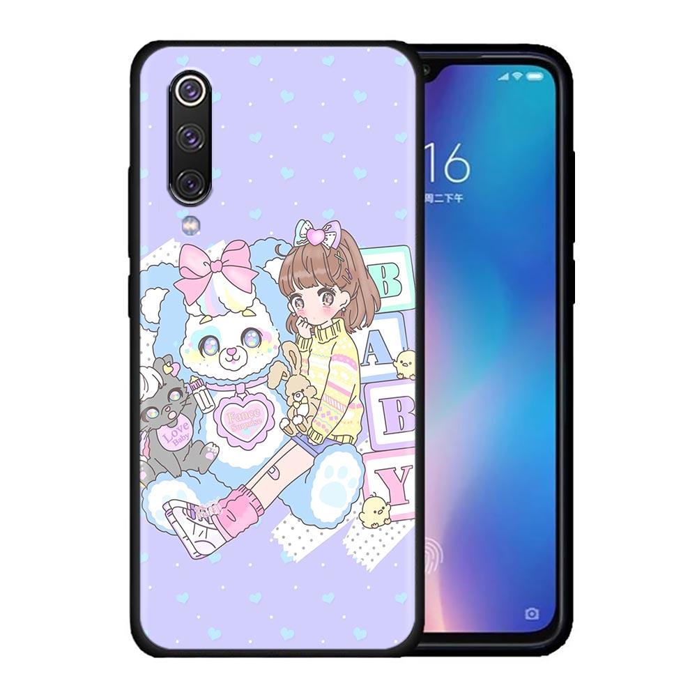 Kawaii аниме милый красивый чехол для телефона для девочек для Xiaomi Mi A2 8 9 SE 9T 10 10T 10S CC9 E Note 10 Lite Pro 5G 4G черный чехол