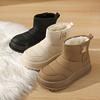 Chunky Platform Snow Boots for Women Non-Slip Fuzzy Ankle Booties Shoes With Faux Fur Lining Women's Winter Warm Comfortable Walking Short Boots