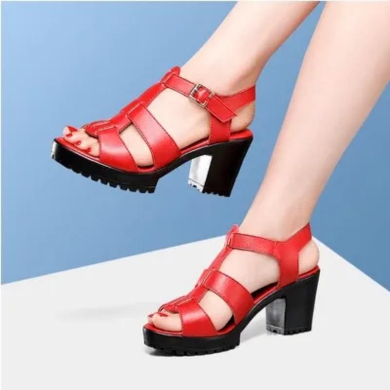 Маленький размер 32-43 Модные босоножки на толстой платформе Летние босоножки-гладиаторы на высоком каблуке Женская обувь Модель Офис
