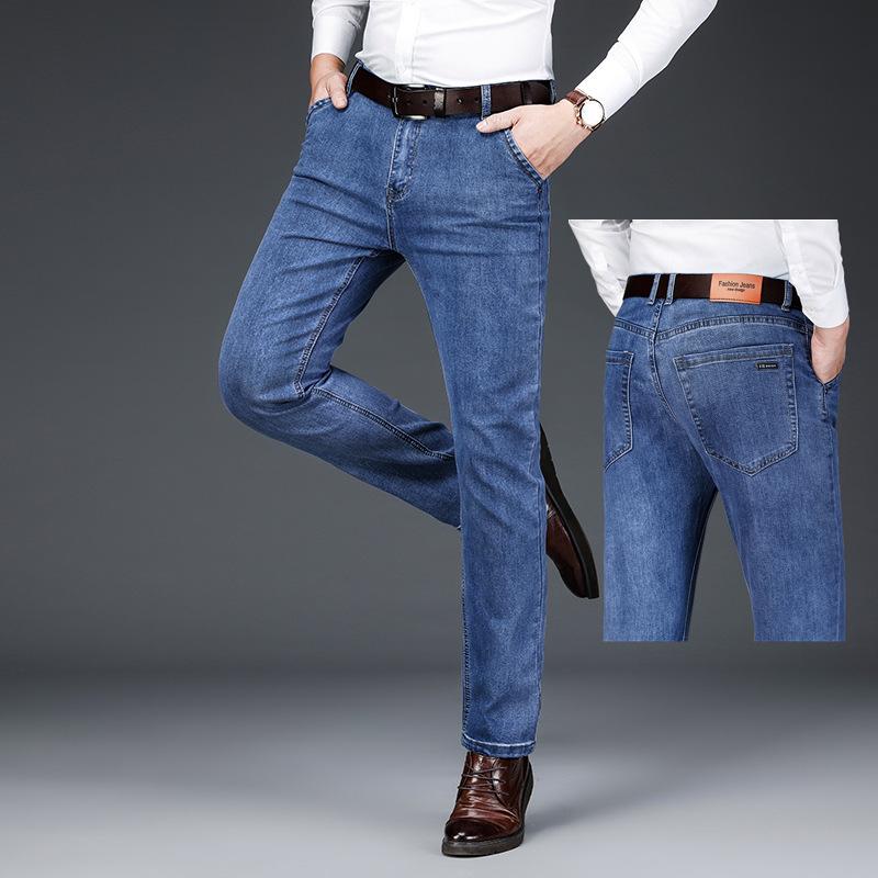 Casual Versatile Jeans, Business Men's Cotton Stretch Men's Pants, Straight Leg Pants