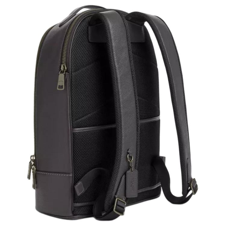 Coach Ethan 32 Logo Zip Closure Litchi Grain Leather Backpack Large Men backpack Graphite CM697-QBGF