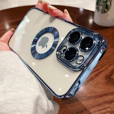 Роскошный мягкий силиконовый прозрачный чехол с отверстием для логотипа для iPhone 13 12 11 Pro Max XR XS X 7 8 Plus, защитное покрытие для объектива, прозрачная крышка