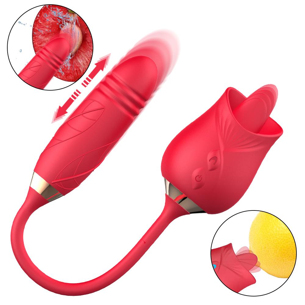 Роза Вибратор 10-скоростной фаллоимитатор, клитор, сосок, оральный стимулятор клитора для лизания киски