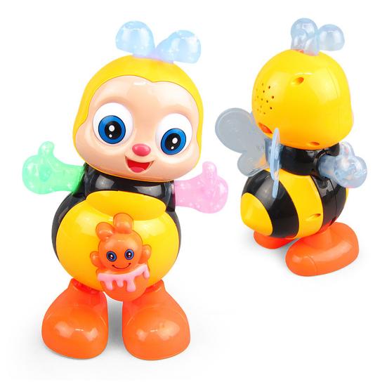 Электрическая поющая танцующая игрушка-пчела с музыкой, светодиодной подсветкой, интерактивная вибрирующая игрушка-пчела для малышей, мальчиков, девочек, детская образовательная мультяшная игрушка-животное, музыкальная игрушка