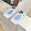 Свежий синий цветочный 3D-чехол с цветами и мишкой для iPhone 17, 16 Pro Max, 15, 14.