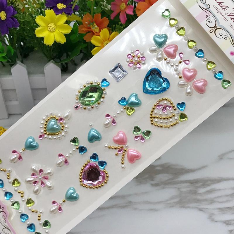 Детские Кристальные Акриловые Алмазные Наклейки Детские DIY Ручная Работа Декорация Форма Жемчужины С Клеем Креативная Клеевая Картина