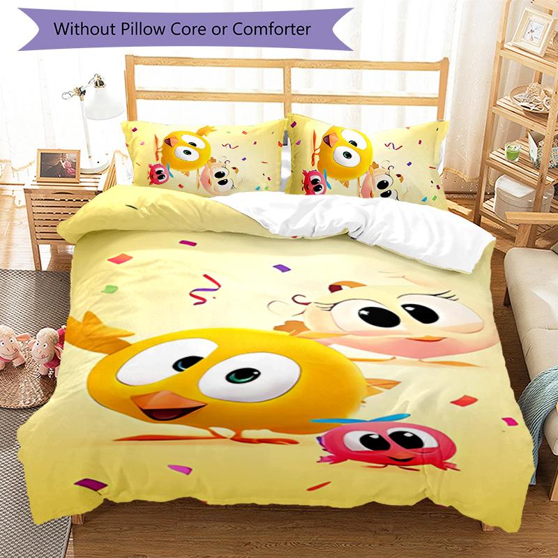 3pcs T'es Ou Chicky pattern bedding set duvet cover set includes duvet cover &pillowcases,perfect all season bedroom decoration&gift