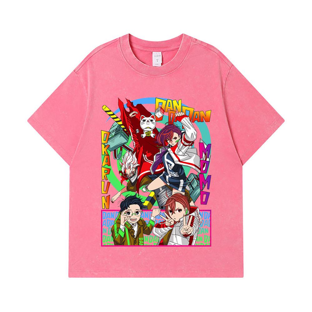 275 GSM Washed T-shirts 100% Cotton DanDaDan V8 Print Unisex Heavy Cotton T Shirt