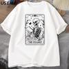 The Reader Tarot Card TShirt Skeleton Reading T Shirt Summer Cotton Book Lover Bookish Tshirt Unisex Women Unisex Oversized Tees