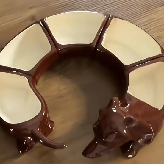 Винтажный поднос для закусок с разделителями Дакель 5-секционный сервировочный поднос Смоляная тарелка для снеков для сыра орехов фруктов Декоративный подарок для любителей собак хозяев