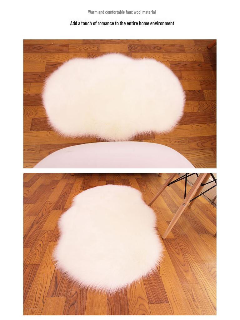 European Imitation Wool Plush Carpet - Gray and White