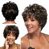 Женский короткий вьющийся парик с челкой, пушистые, естественно выглядящие, шелковистые, из высокотемпературного волокна, черные синтетические волосы для женщин среднего возраста