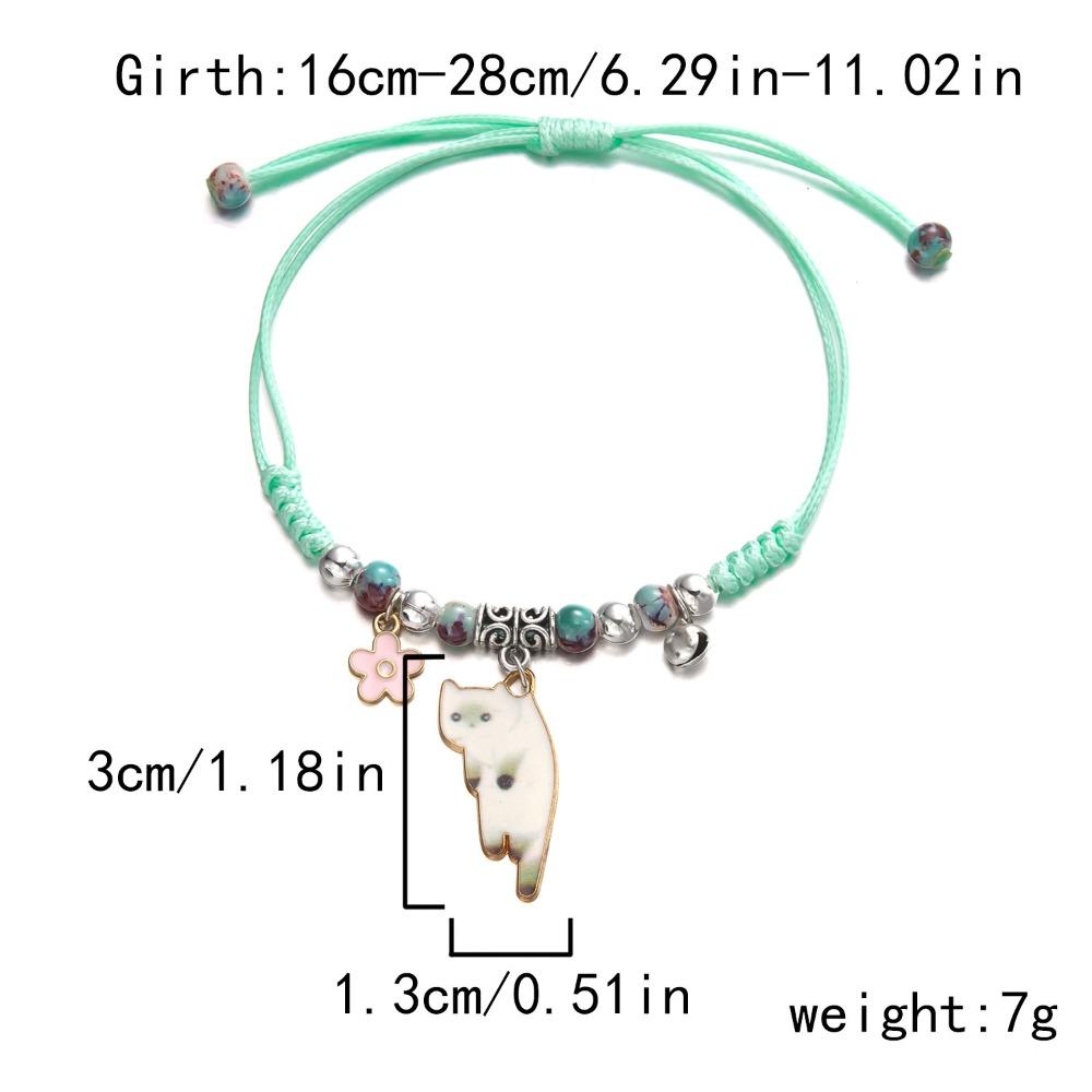 Hand Rope Handmade Bead Bracelet Woven Cartoon Hand Ring Retro Cat Bracelet Decoration