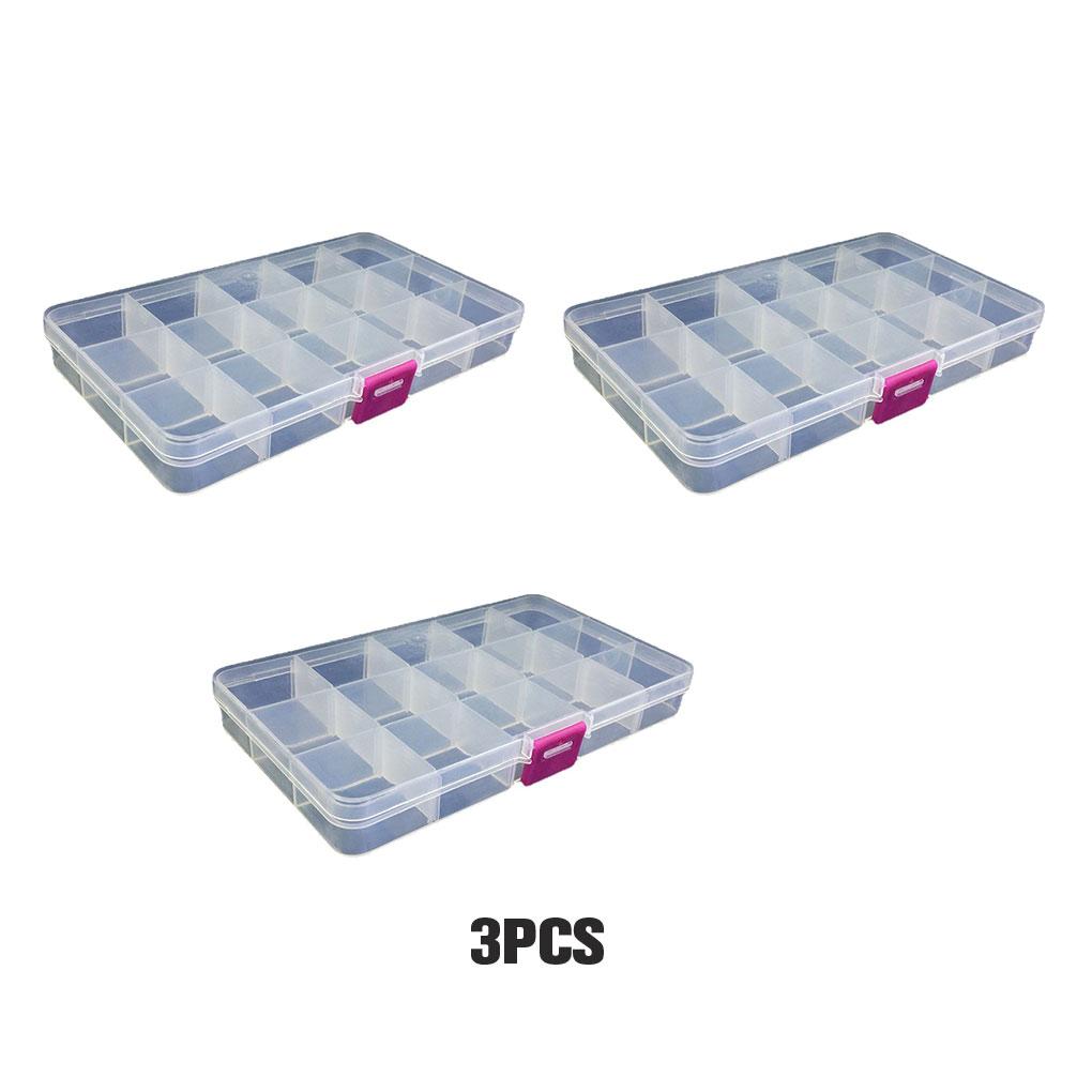 3pcs Fishing Tackle Box 15 Compartments Bait Lure Hook Case Supply Hooks Organizer Plastic Useful Large Capacity Gathering