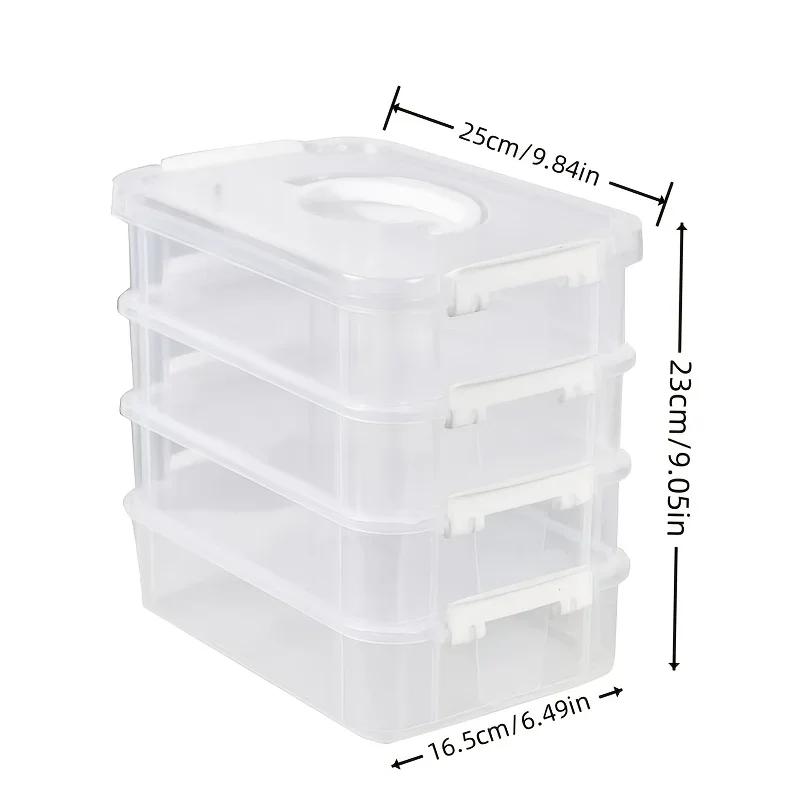Extra Large 4-Tier Stackable Storage Box with Lid Clear Plastic Organizer Toy Building Block Storage Box Classification Box