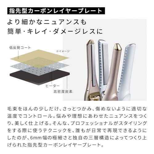 [Эксклюзив Магазина] ReFa FINGR IRON ST6/ReFa Finger Iron ST6 Шампанское Золото с Сумкой и Руководством по Укладке Волос, Беспроводной, Портативный, Перезаряжаемый