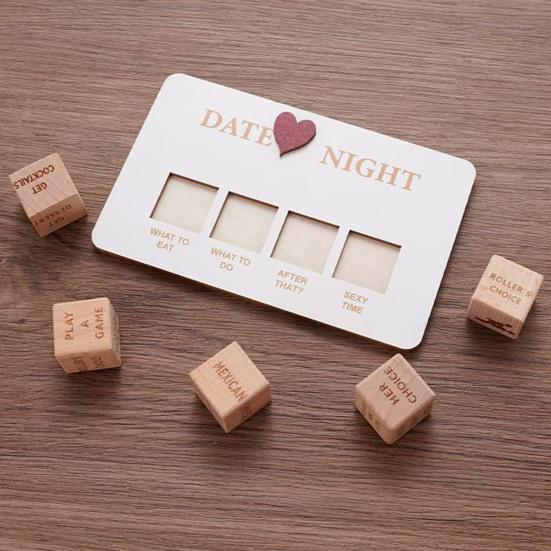 1/4Pcs Date Night Dice Couple Food Decision Wooden Dice Games with 12