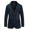 Denim Jacket Men Blazer Jacket Slim Fit Military Jacket Single Breasted Turn-down Collar Jeans Coat