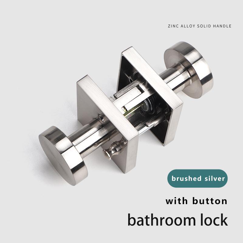 Indoor Home Bathroom Lock Hidden Button Double-sided Latch Door Lock Bedroom Solid Zinc Alloy Gold Double-sided Door Handle