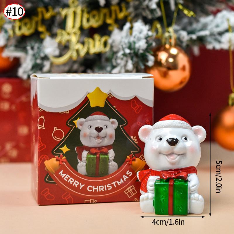 Christmas Decorations Resin Miniature Figurines Mini  Santa Claus Snowman Xmas Tree For Xmas Goodie Bag Fillers Party Favors
