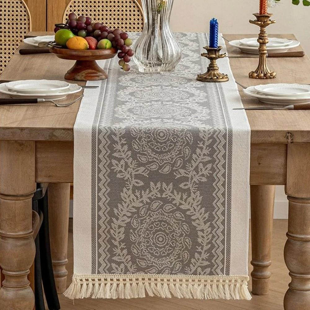 Home Decor Nordic Style Table Runner with Tassel Waterproof Table Cloth Polyester Washable Table Cover Festival