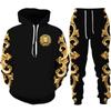 Spring Autumn Luxury Golden 3D Print Men's Sweatshirt Set Sports Hoodie/Tousers 2 Piece Outfits Tracksuit Men/Women Upscale Suit