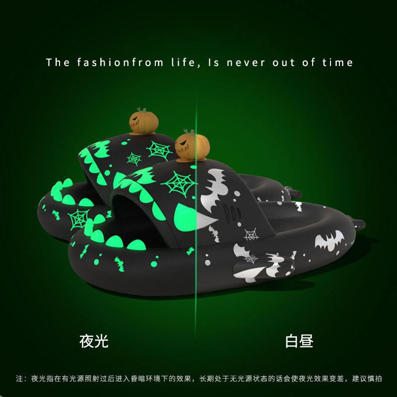 Модные ночные светящиеся тапочки-акулы для женщин и мужчин, домашняя уличная обувь, рождественский стиль Хэллоуина, парные летние сандалии, тапочки на платформе