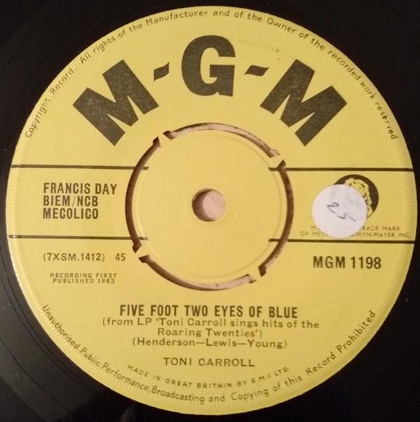7-дюймовая пластинка ТОНИ КАРРОЛЛ Five Foot Two Eyes Of Blue Им Джу MGM1198 MGM Records 1963 Великобритания Рок Б/у