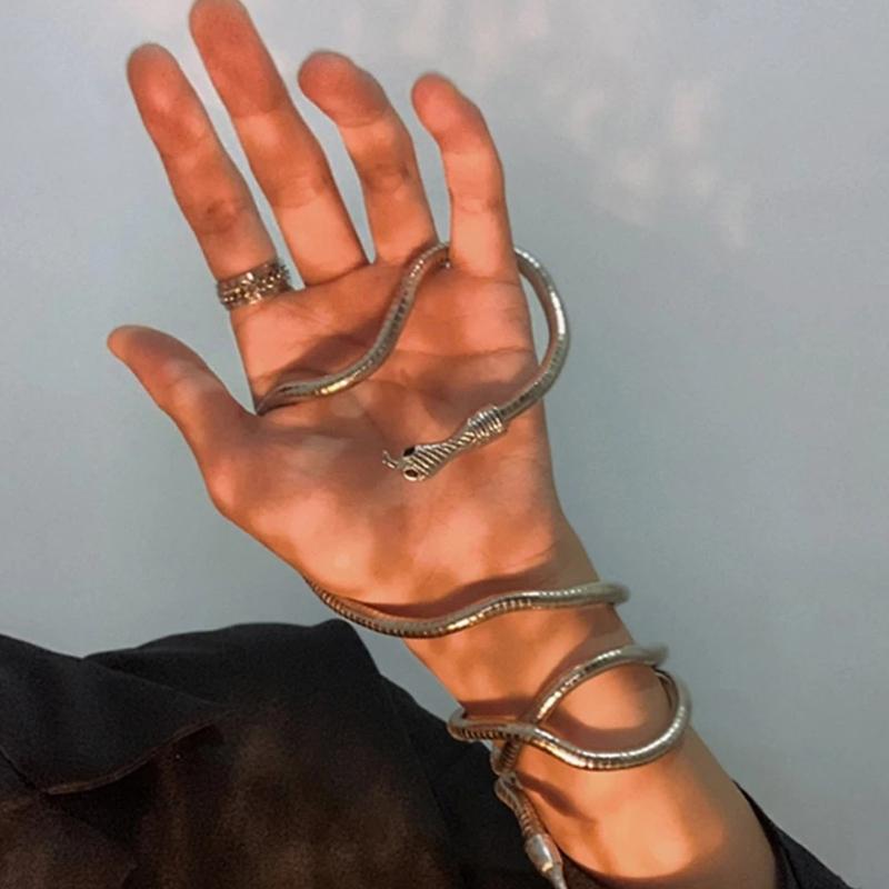 Панк Готика Змея Ожерелье Чокер Регулируемый Браслет Змея Гибкий Обхватывающий Воротник Многоцелевое Украшение Для Женщин