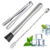 8 Inch Cocktail Muddler and Mixing Spoon Stainless Steel Cocktail Muddler Home Bar Bartender Tool Barware Set