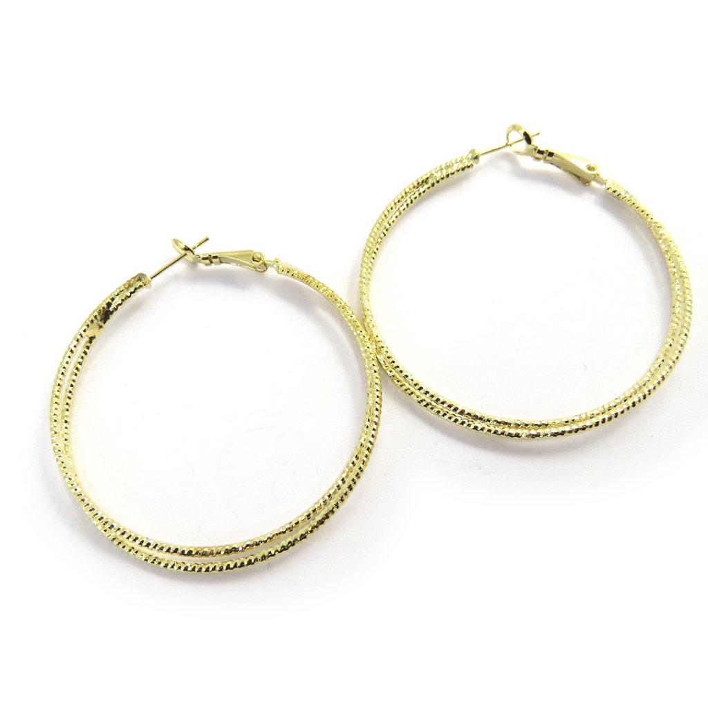 Les Trésors De Lily [L9616] - Gold Double 'Choréographie' Hoop Earrings Ø 50 Mm
