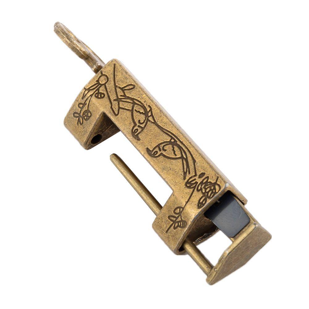 Old Style Brass Carved Flower Antique Locks Locks Lock and Key Padlock