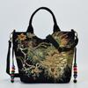 Women National Embroidery Canvas Zipper Handbag Peacock Stitch Shoulder Bag