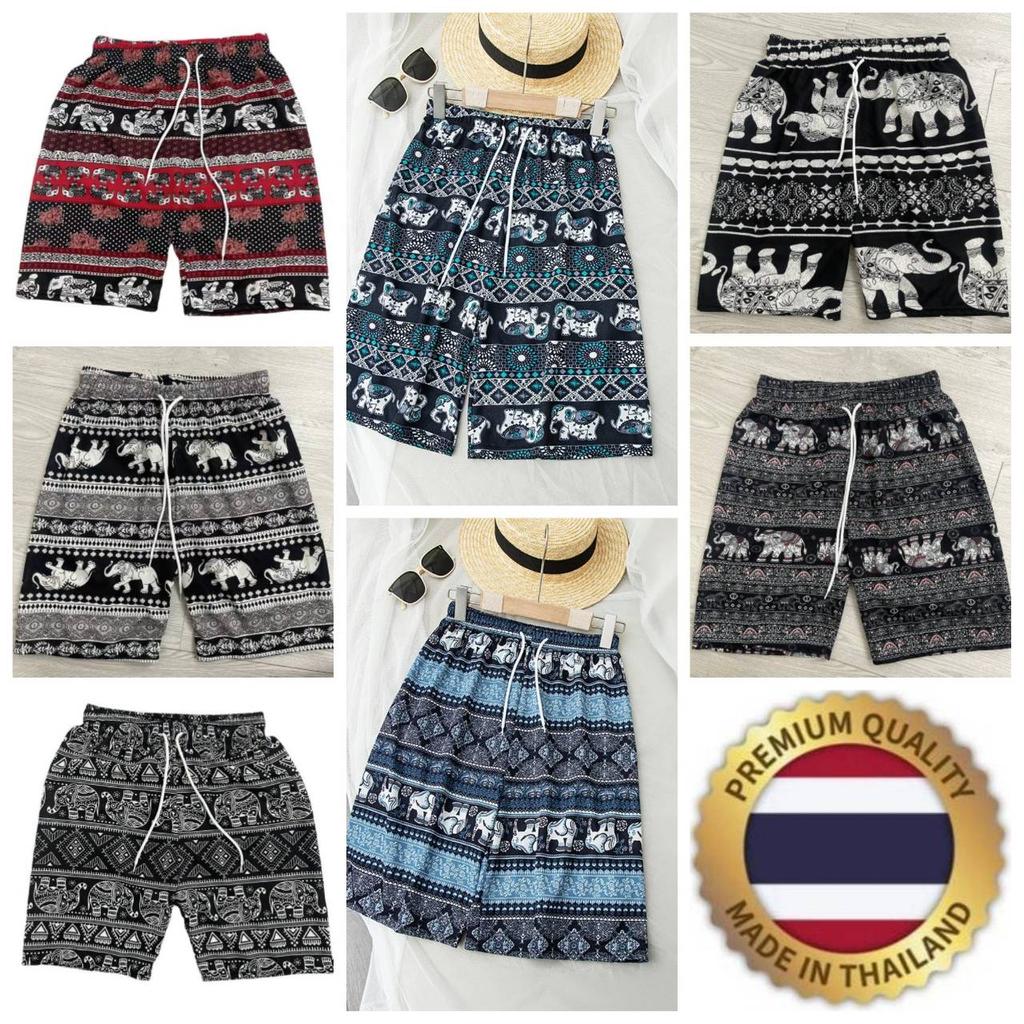 Шорты Штаны Слоны Повседневные Регулируемые Эластичная Высокая Посадка Шнурок Женские Мужские Унисекс Принт Таиланд Уличная Одежда Пляжные Богемные Ретро Винтажные Бохо