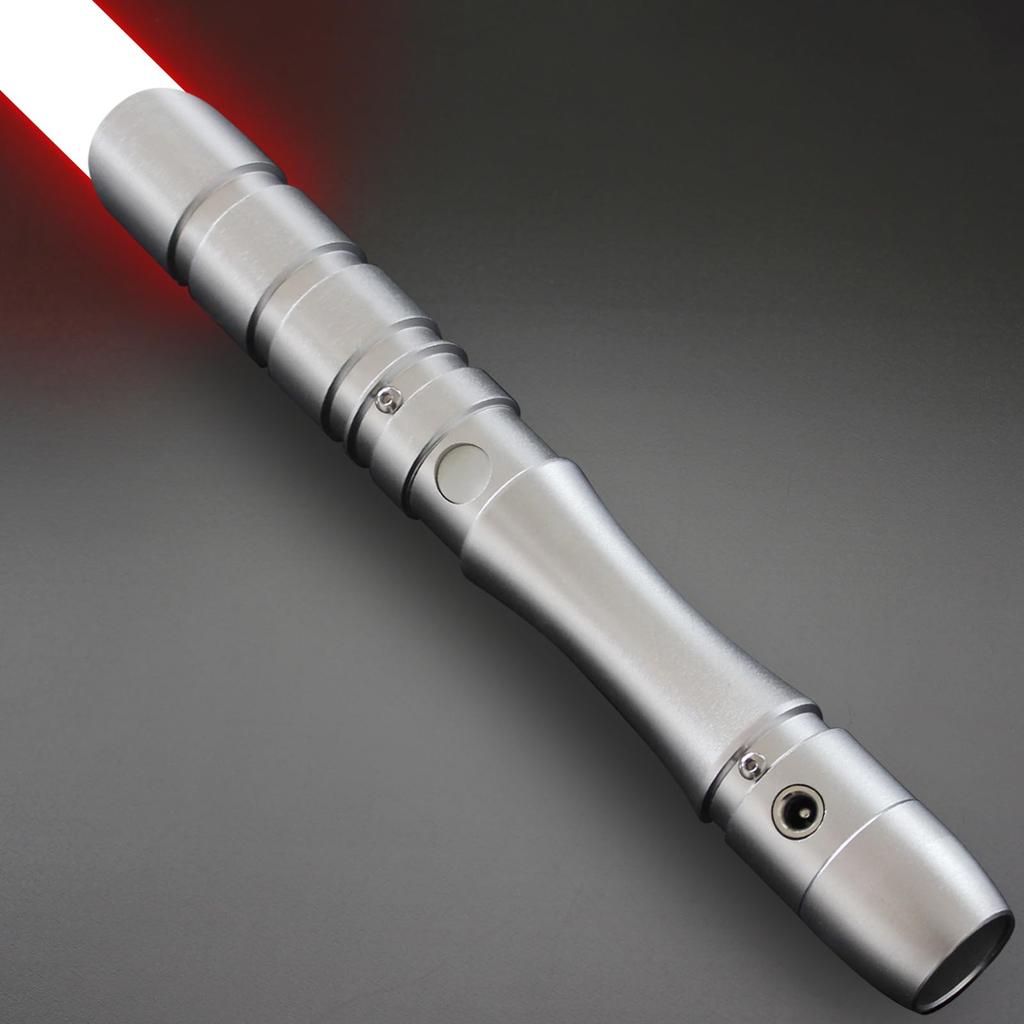 YDDSABER Lightsaber LED Blade Metal Hilt Force FX Lightsaber Sound Effect Sensor Equipped with Rechargeable Light Up Sword (Silver Hilt Red Blade)