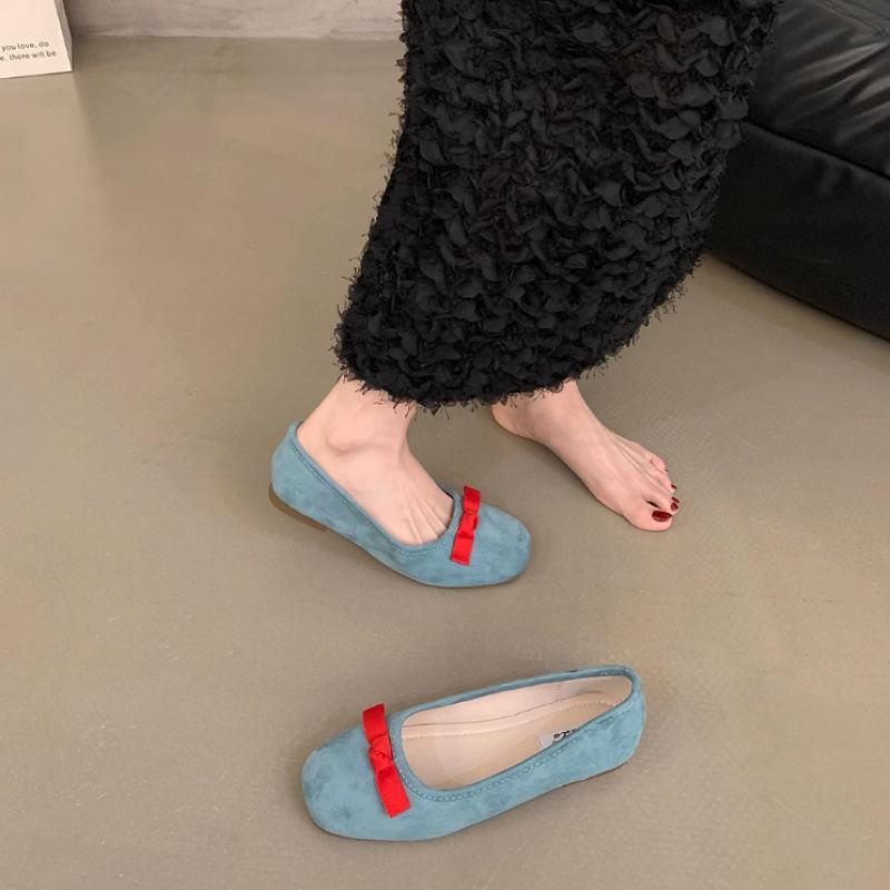 Корейская версия французских балеток с неглубоким бантом, женские летние туфли 2025 года, универсальные туфли с круглым носком и мягким носом