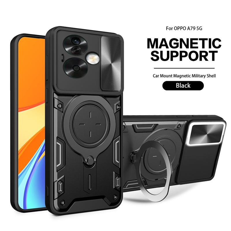 Чехол Для Oppo A79 5G Чехол Ударопрочный Магнитное Металлическое Кольцо Броня Чехол Для Телефона Для Oppo A 79 OppoA79 5G Защитная Крышка Объектива Камеры