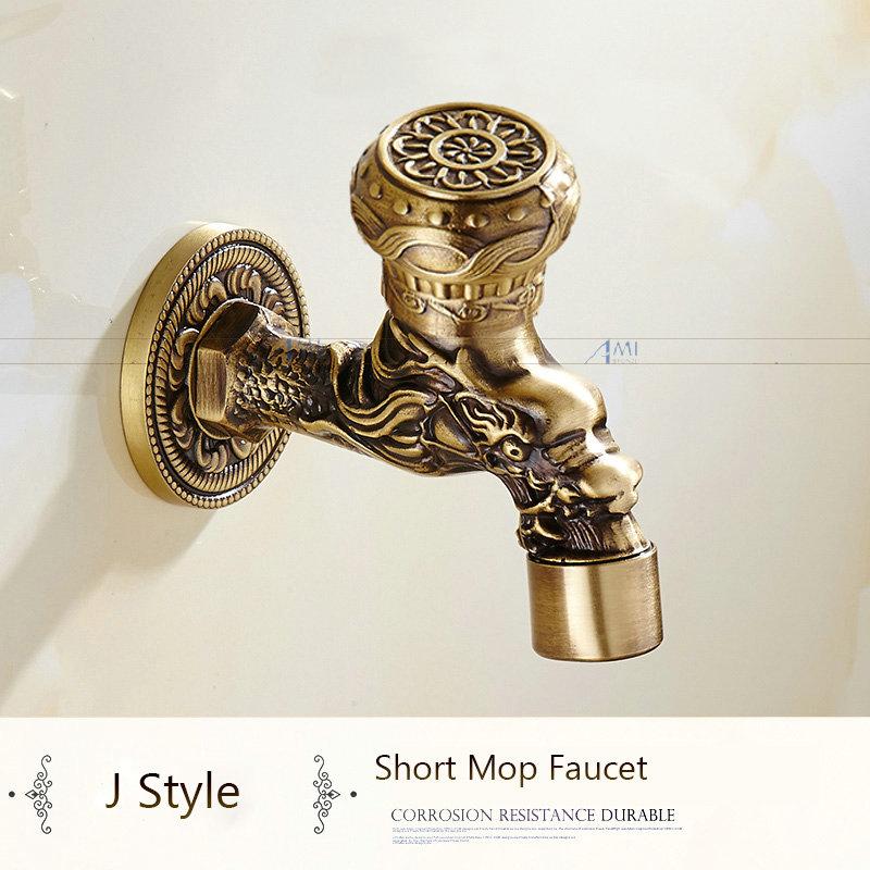 Антикварный латунный кран с резным драконом, кран для садового крана, кран для стиральной машины, уличный кран, одинарный холодный кран 1016