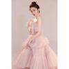 Light Wedding Dress Temperament Girl Wedding Dress Pink White Color Dress Tube Top