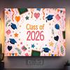 2D Class of 2026 Grad Banner, Cute Pink Background with Stars
