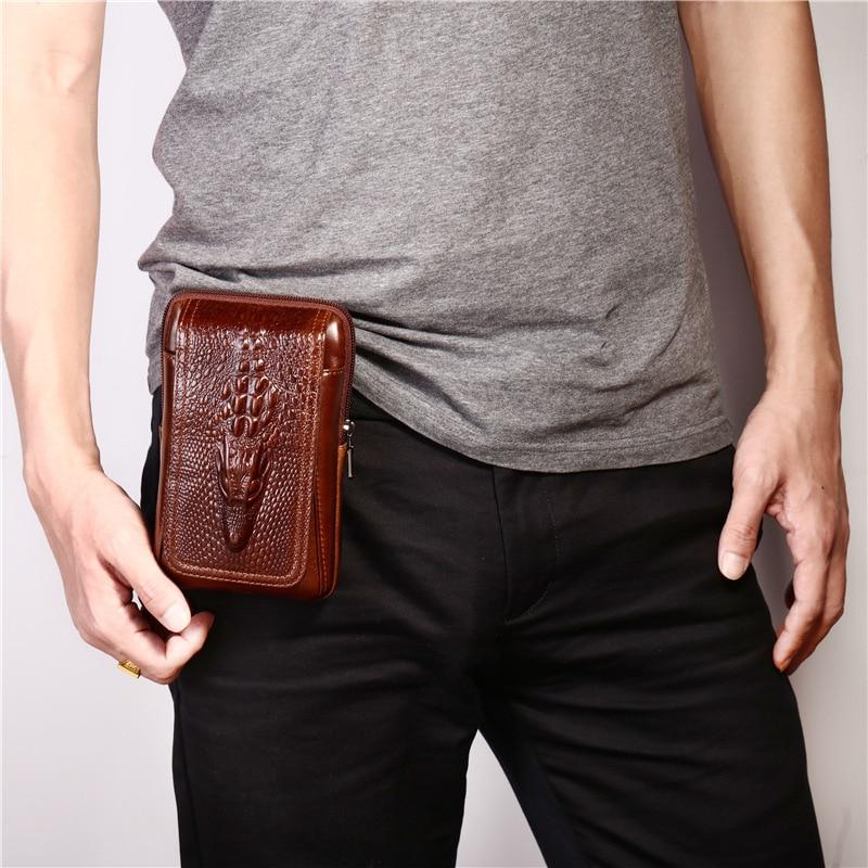 Натуральная натуральная кожа, поясной ремень, мужской портсигар для сотового/мобильного телефона, сумка для денег, кошелек с крокодиловым узором, поясная сумка Ba