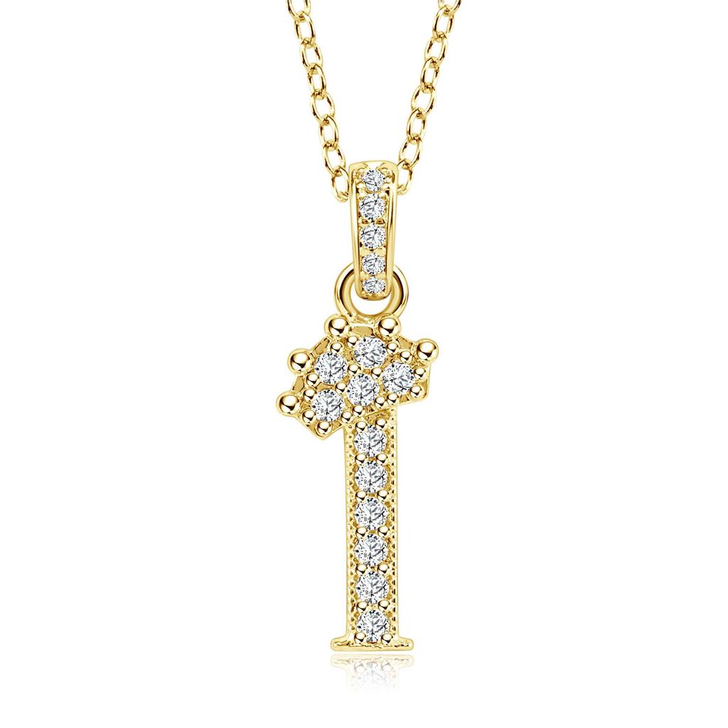 Gold-Plated Zircon Crown Letter Pendant Necklace - Women's Versatile Choker