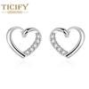 Серьги в форме сердца. Маленький свежий дизайн. Простые и модные темпераментные серьги с инкрустацией цирконом.