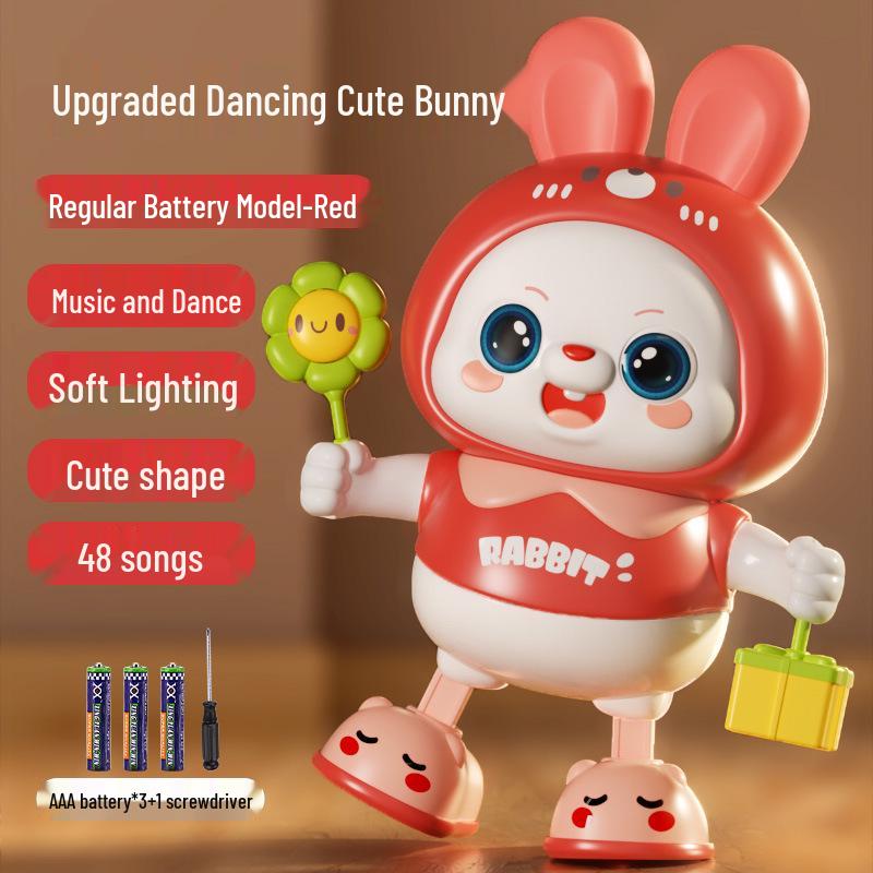 Электрическая танцующая игрушка-кролик для малышей: Побуждает к подъему, перекатыванию, ползанию со звуком и движением